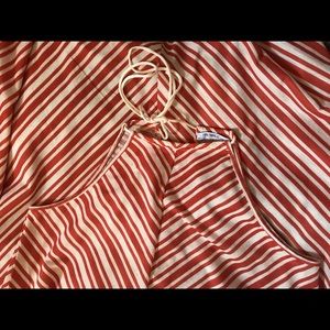 Zara Striped Halter neck dress (orange)